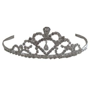 Silver Plate Crystal Rhinestone Tiara Crown Princess Bride Wedding Prom Bride